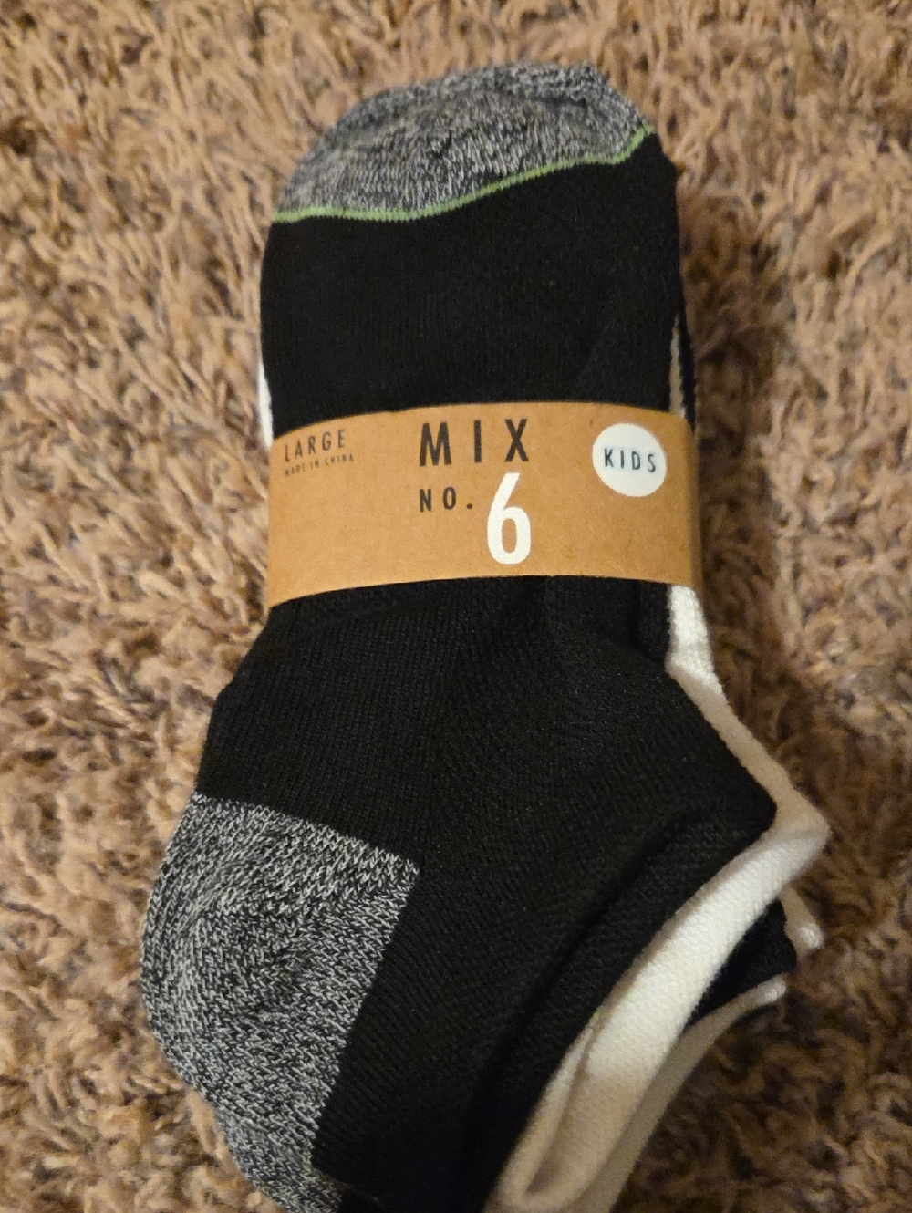 Mix No. 6 Black, & White Kids Athletic No Show Socks